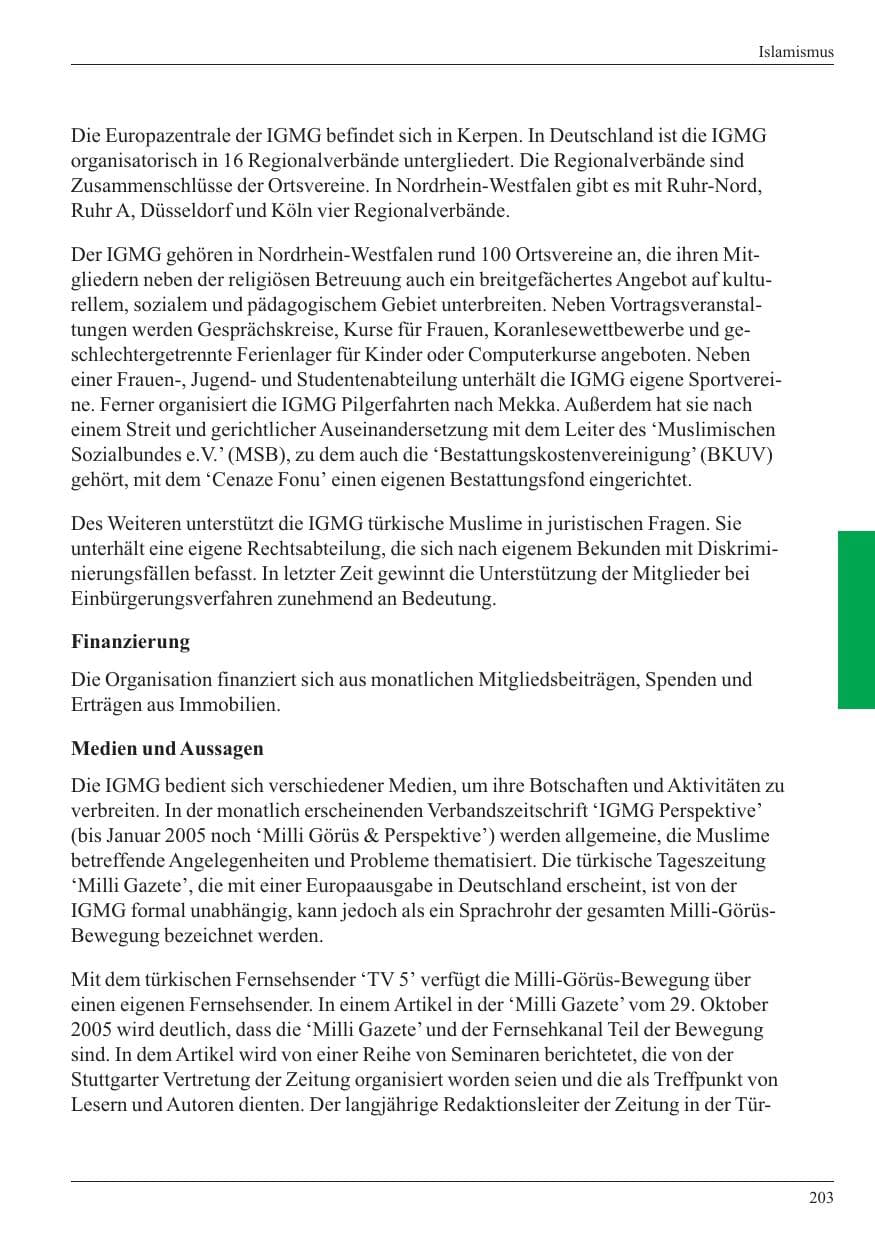 Seite 205 des Verfassungsschutzbericht 2005 Nordrhein-Westfalen
