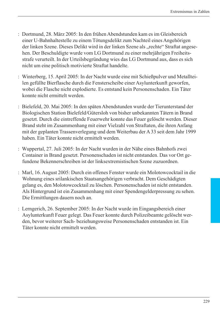 Seite 231 des Verfassungsschutzbericht 2005 Nordrhein-Westfalen