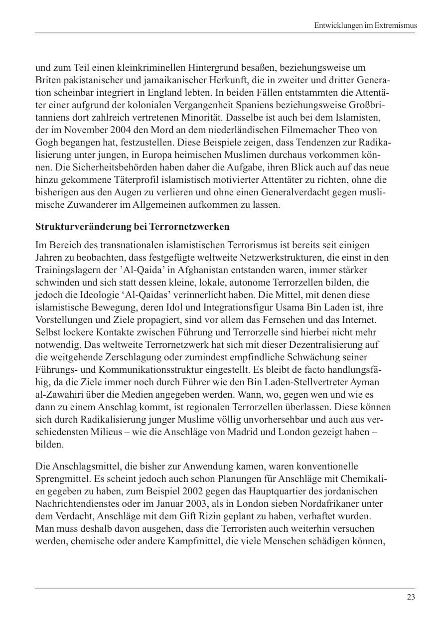 Seite 25 des Verfassungsschutzbericht 2005 Nordrhein-Westfalen