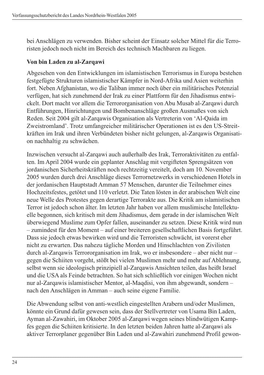 Seite 26 des Verfassungsschutzbericht 2005 Nordrhein-Westfalen
