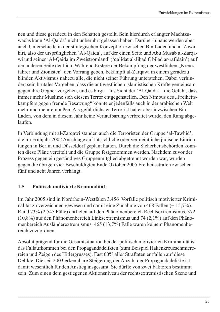 Seite 27 des Verfassungsschutzbericht 2005 Nordrhein-Westfalen