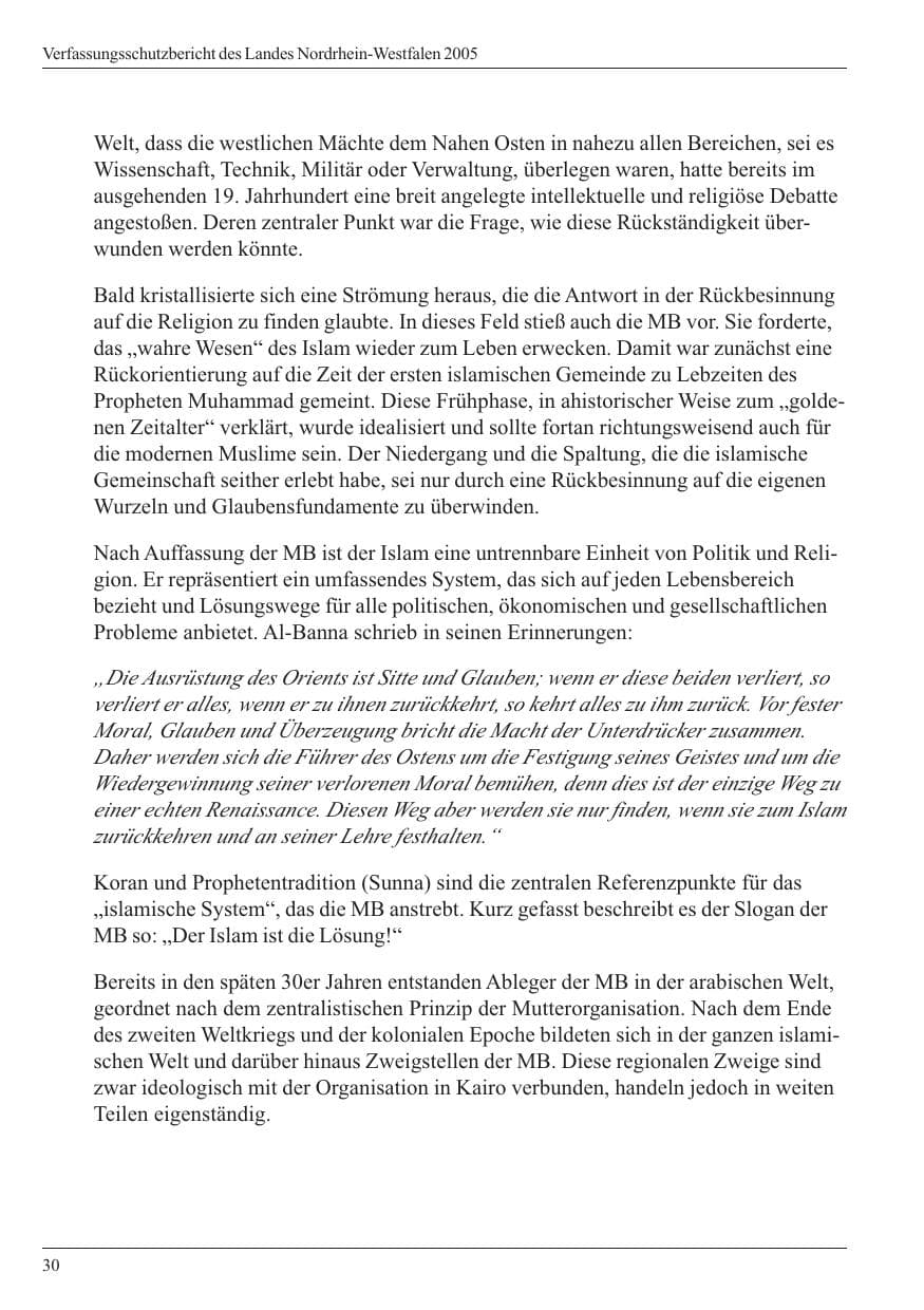 Seite 32 des Verfassungsschutzbericht 2005 Nordrhein-Westfalen
