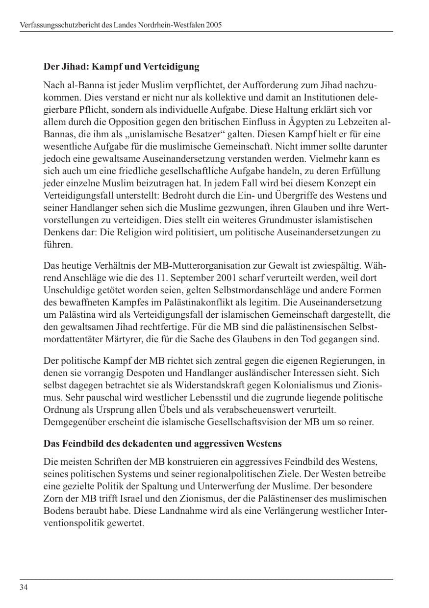 Seite 36 des Verfassungsschutzbericht 2005 Nordrhein-Westfalen