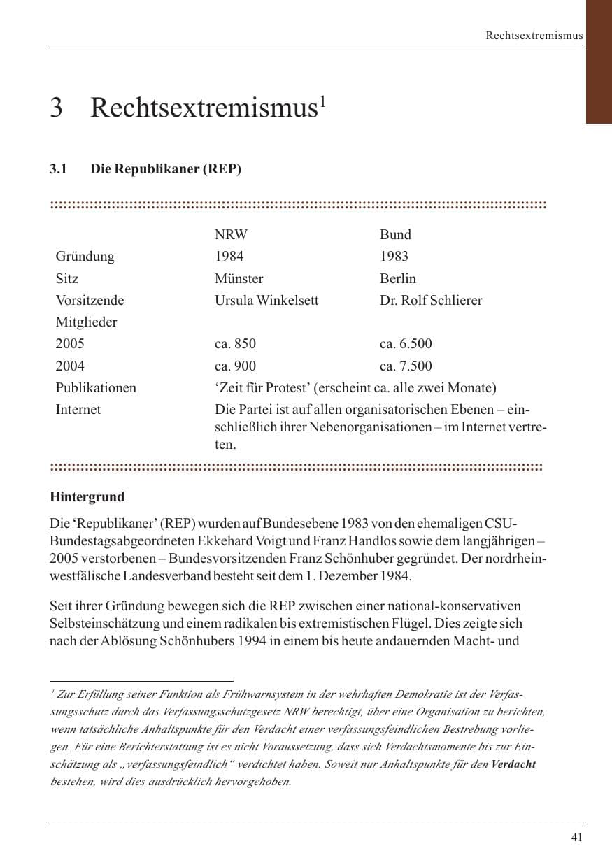 Seite 43 des Verfassungsschutzbericht 2005 Nordrhein-Westfalen