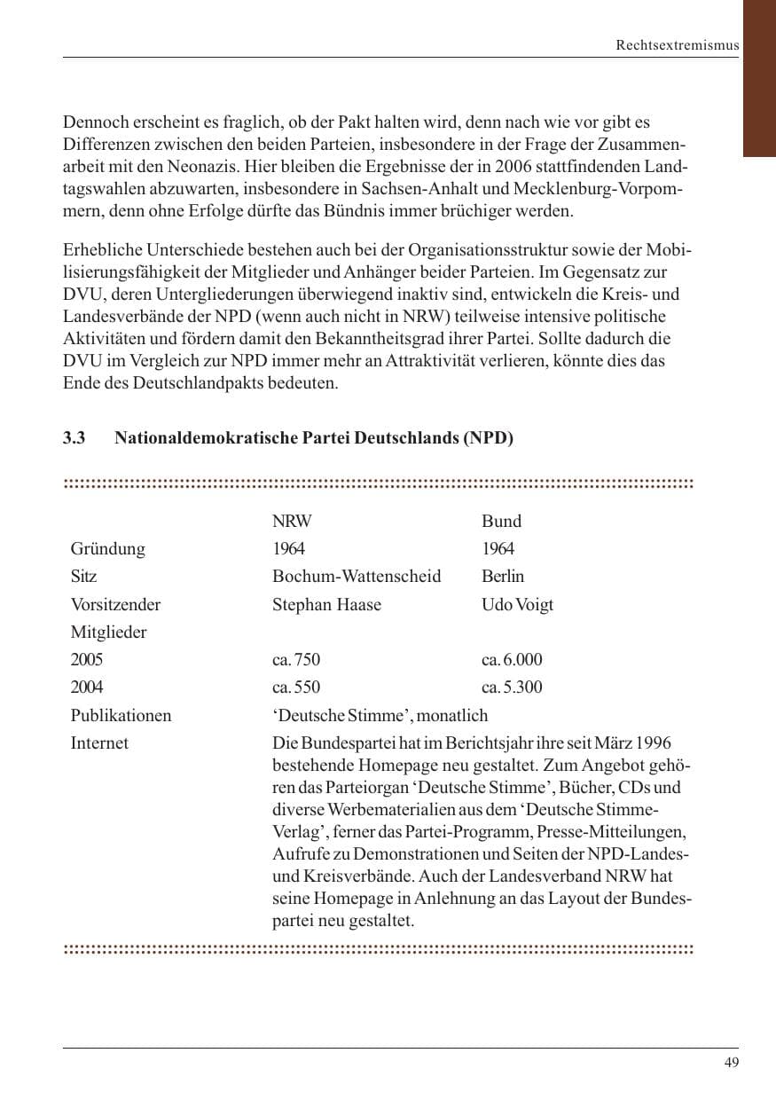 Seite 51 des Verfassungsschutzbericht 2005 Nordrhein-Westfalen
