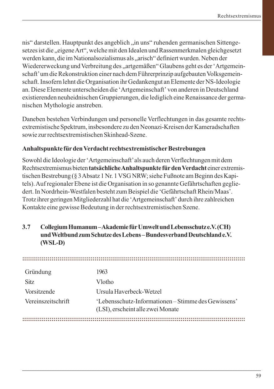 Seite 61 des Verfassungsschutzbericht 2005 Nordrhein-Westfalen
