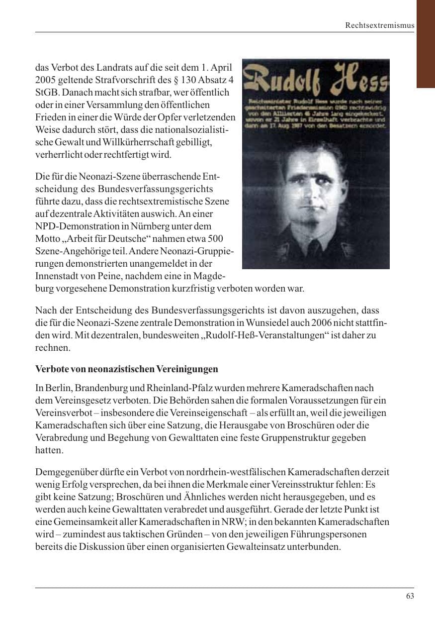 Seite 65 des Verfassungsschutzbericht 2005 Nordrhein-Westfalen