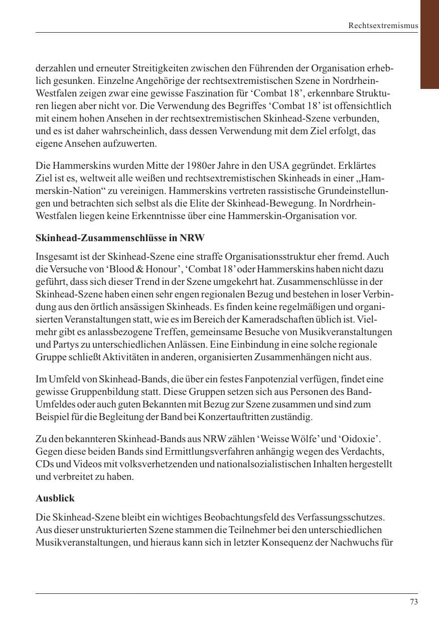 Seite 75 des Verfassungsschutzbericht 2005 Nordrhein-Westfalen