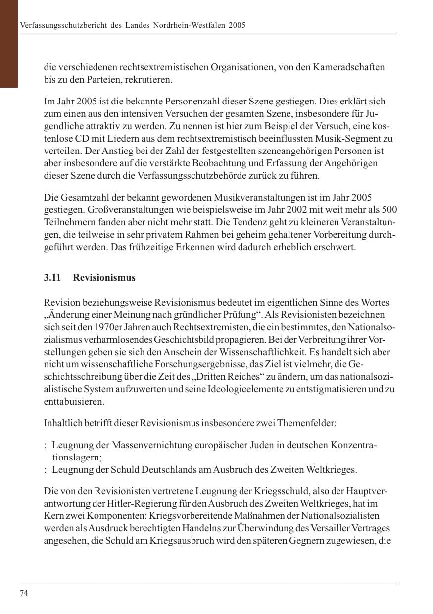 Seite 76 des Verfassungsschutzbericht 2005 Nordrhein-Westfalen