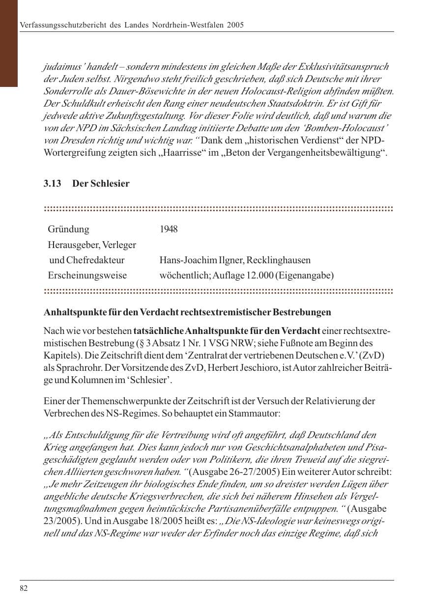 Seite 84 des Verfassungsschutzbericht 2005 Nordrhein-Westfalen