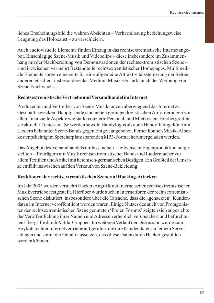 Seite 87 des Verfassungsschutzbericht 2005 Nordrhein-Westfalen