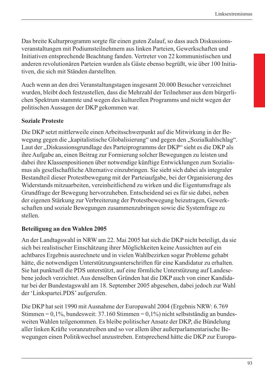 Seite 95 des Verfassungsschutzbericht 2005 Nordrhein-Westfalen