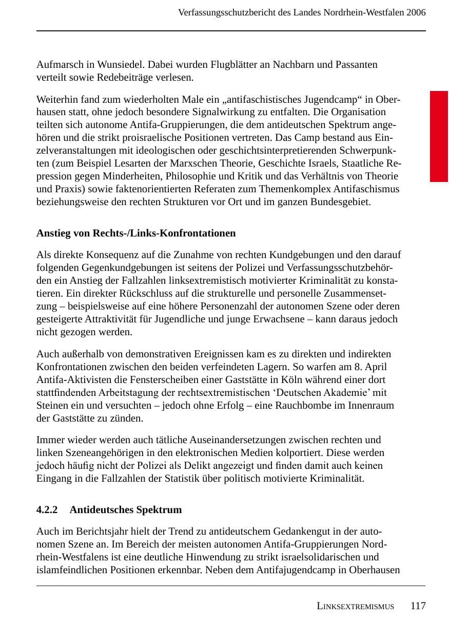 Seite 119 des Verfassungsschutzbericht 2006 Nordrhein-Westfalen