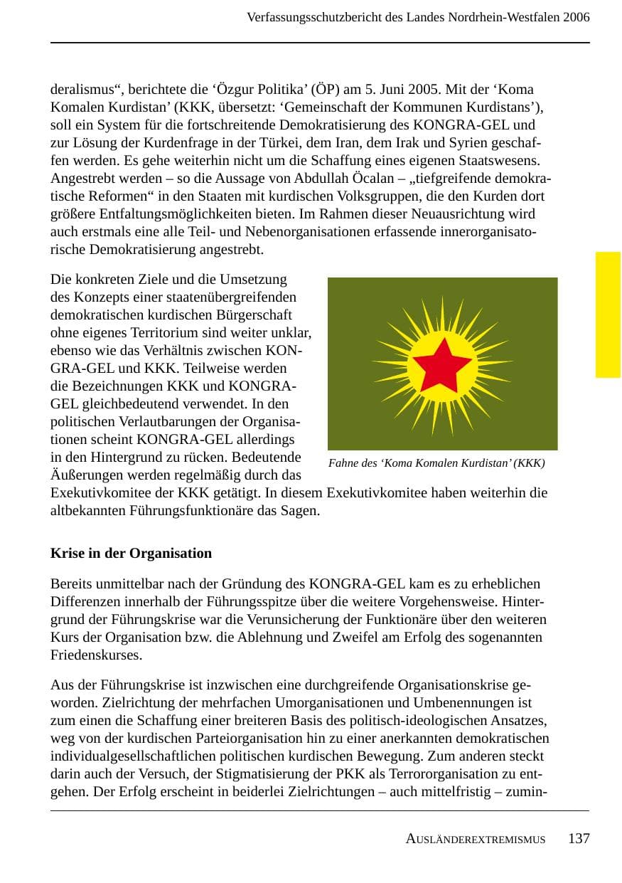 Seite 139 des Verfassungsschutzbericht 2006 Nordrhein-Westfalen