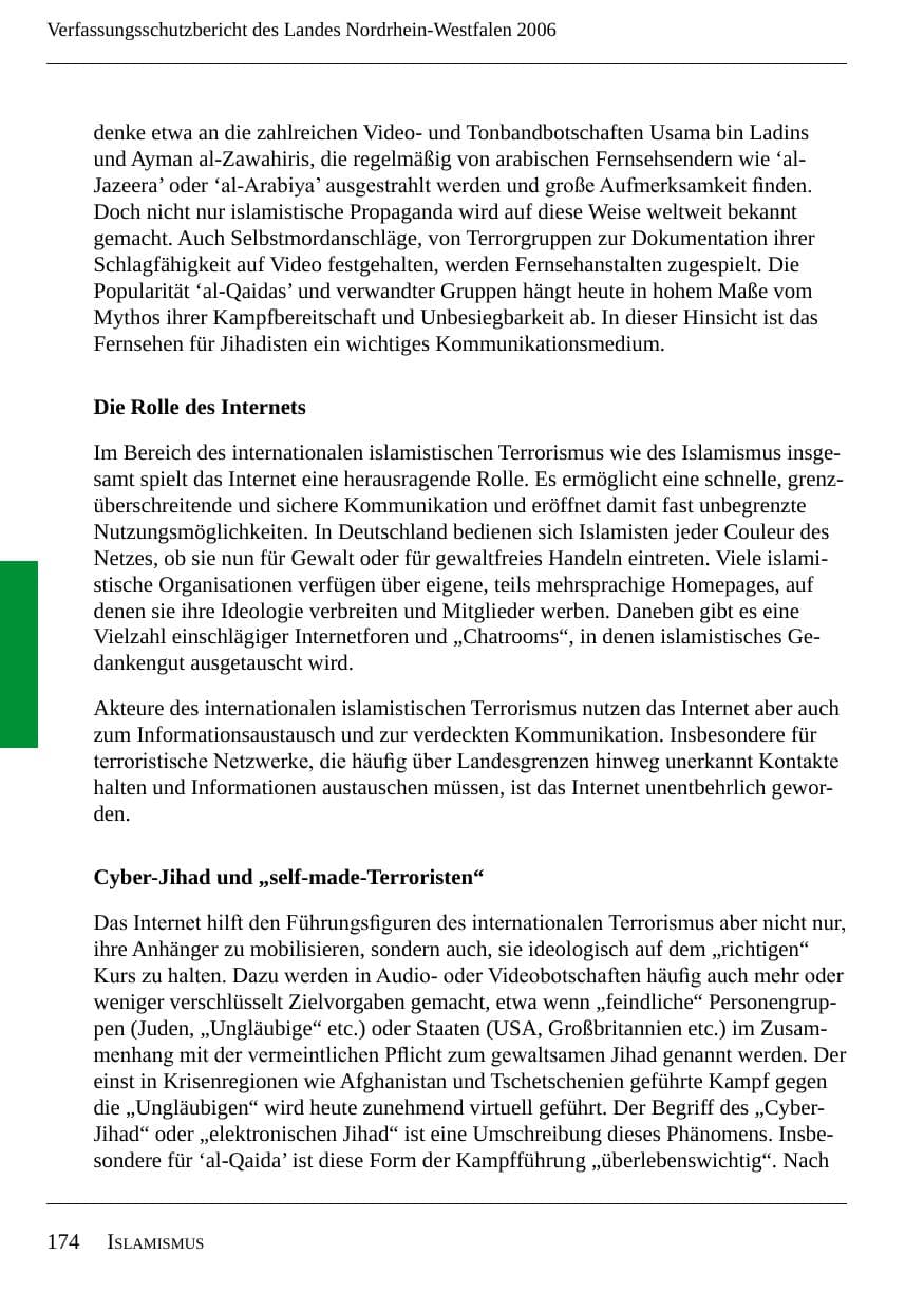 Seite 176 des Verfassungsschutzbericht 2006 Nordrhein-Westfalen