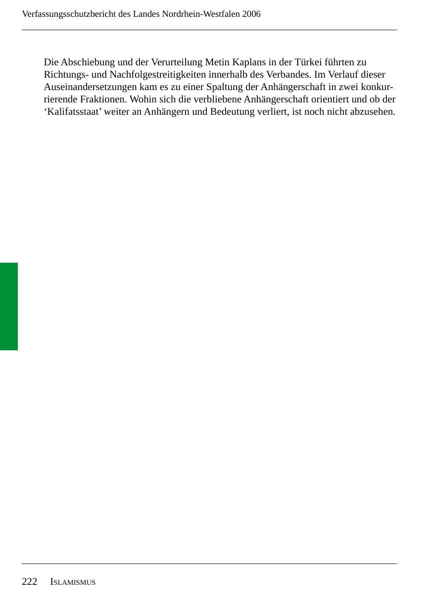 Seite 224 des Verfassungsschutzbericht 2006 Nordrhein-Westfalen