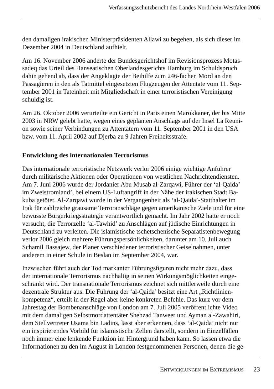 Seite 25 des Verfassungsschutzbericht 2006 Nordrhein-Westfalen
