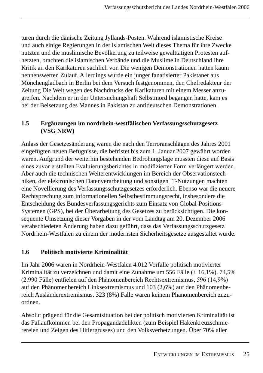 Seite 27 des Verfassungsschutzbericht 2006 Nordrhein-Westfalen