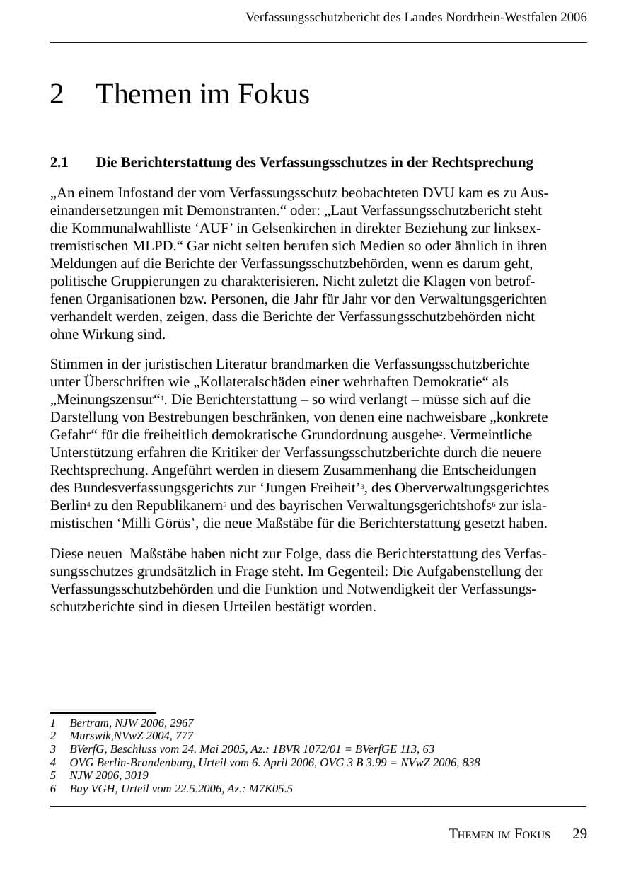 Seite 31 des Verfassungsschutzbericht 2006 Nordrhein-Westfalen