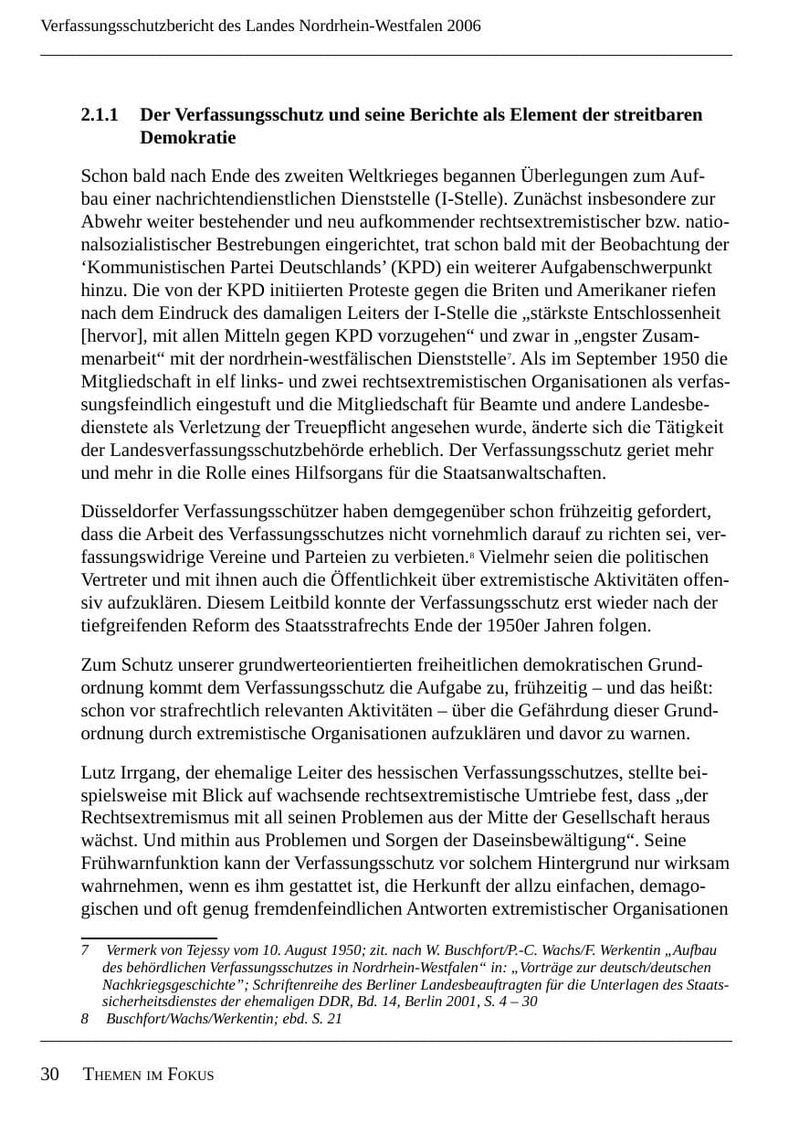 Seite 32 des Verfassungsschutzbericht 2006 Nordrhein-Westfalen