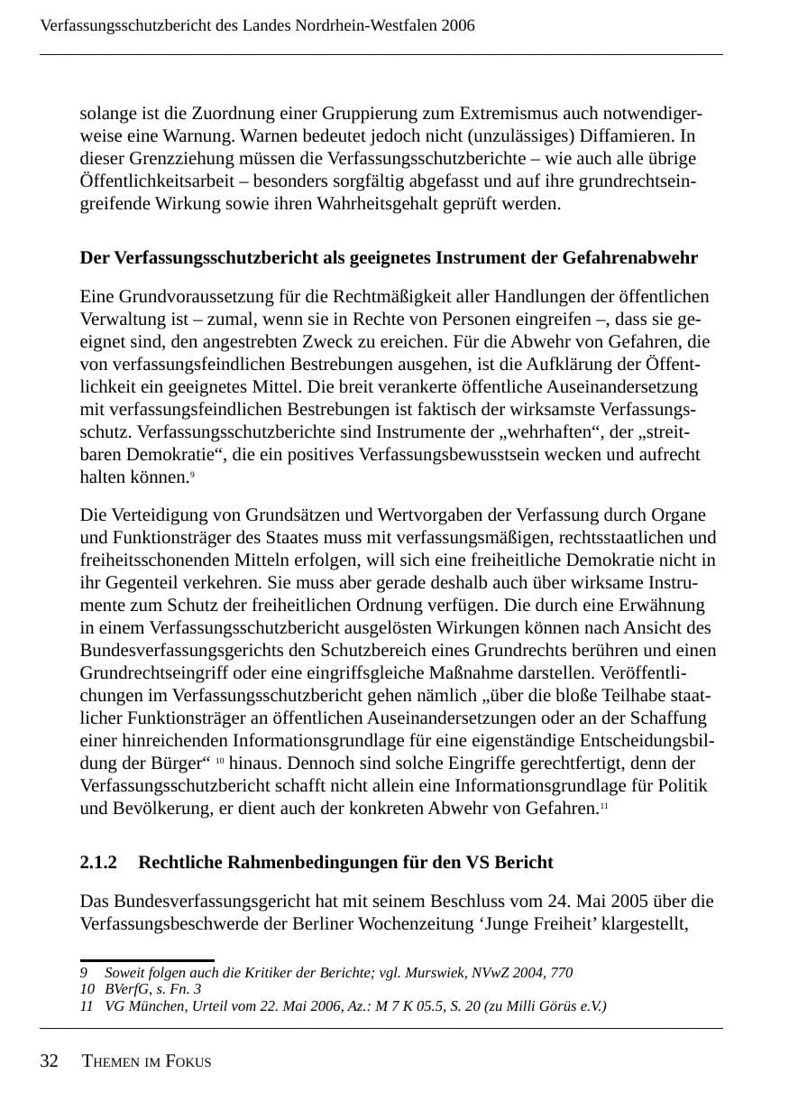 Seite 34 des Verfassungsschutzbericht 2006 Nordrhein-Westfalen