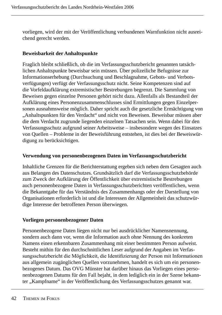 Seite 44 des Verfassungsschutzbericht 2006 Nordrhein-Westfalen