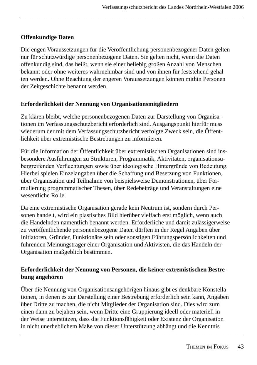 Seite 45 des Verfassungsschutzbericht 2006 Nordrhein-Westfalen