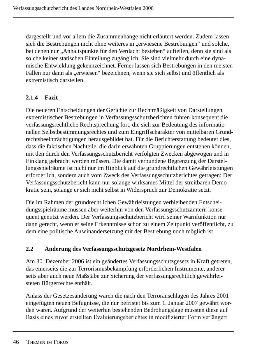 Seite 48 des Verfassungsschutzbericht 2006 Nordrhein-Westfalen