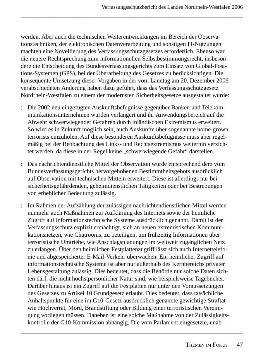 Seite 49 des Verfassungsschutzbericht 2006 Nordrhein-Westfalen