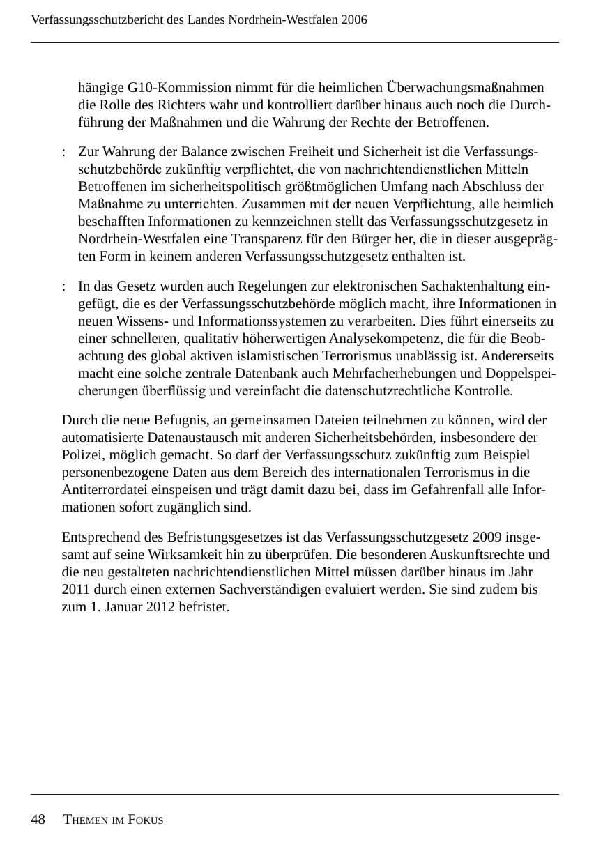 Seite 50 des Verfassungsschutzbericht 2006 Nordrhein-Westfalen