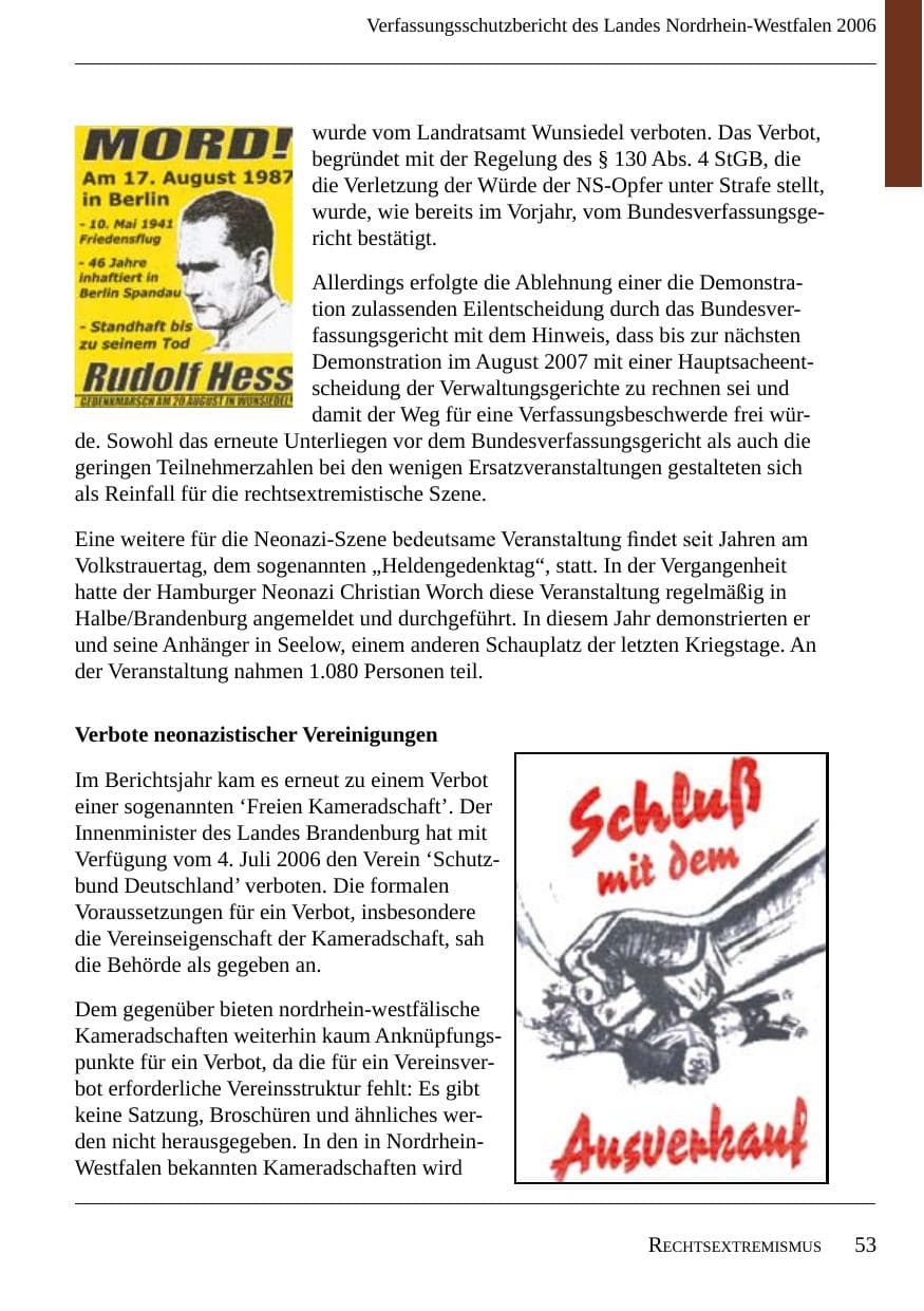Seite 55 des Verfassungsschutzbericht 2006 Nordrhein-Westfalen