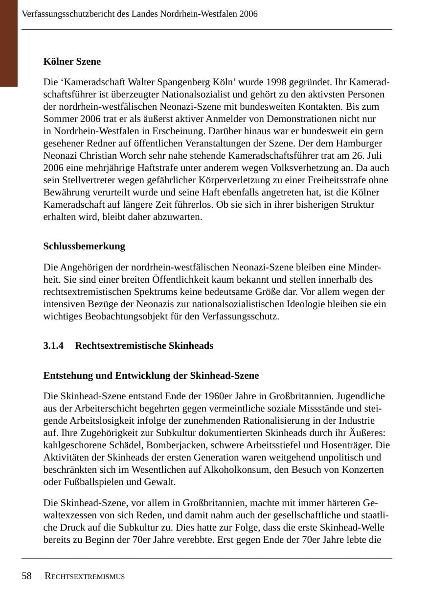 Seite 60 des Verfassungsschutzbericht 2006 Nordrhein-Westfalen