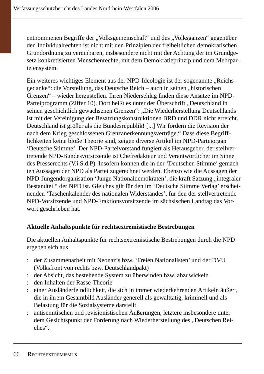 Seite 68 des Verfassungsschutzbericht 2006 Nordrhein-Westfalen
