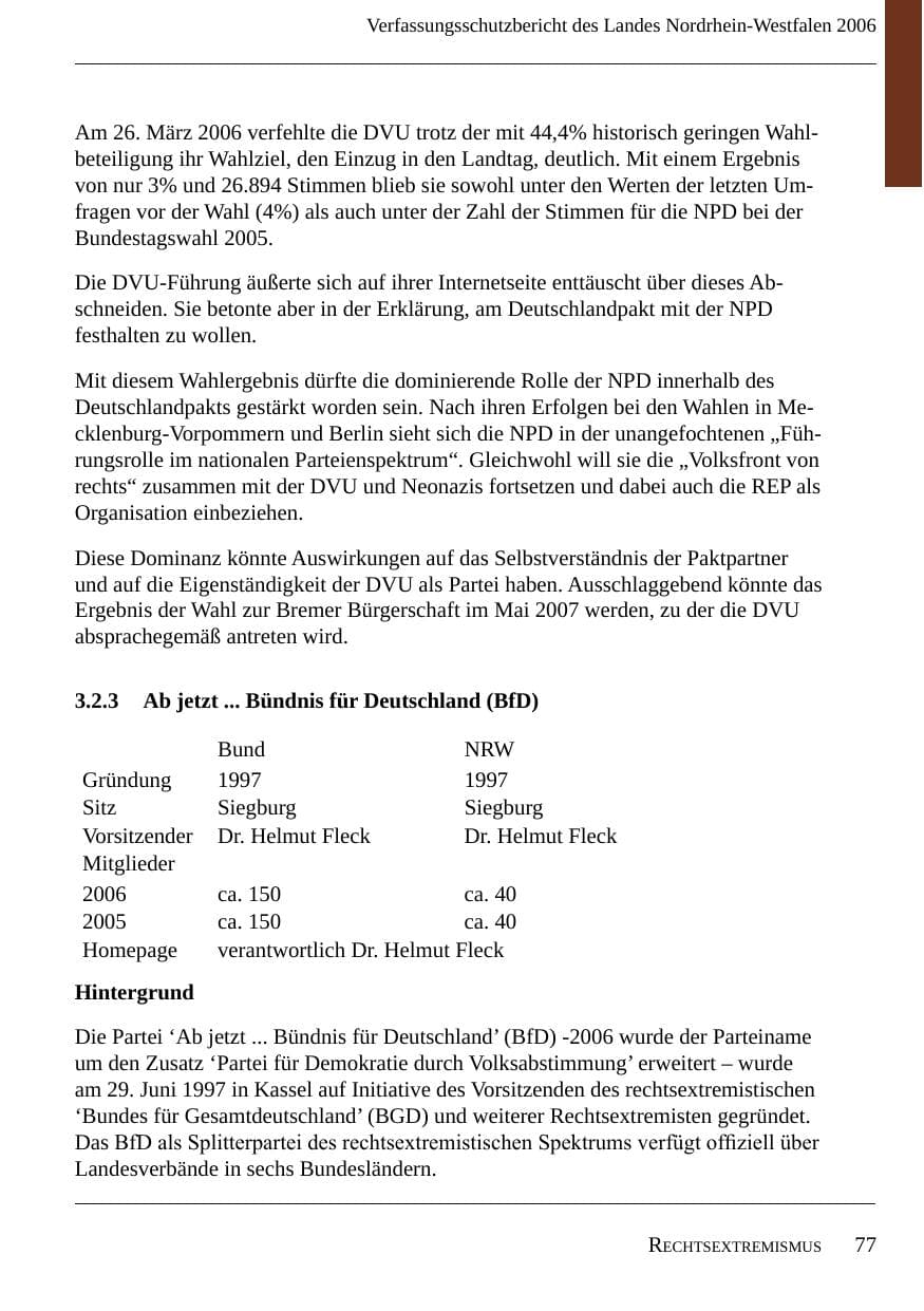 Seite 79 des Verfassungsschutzbericht 2006 Nordrhein-Westfalen