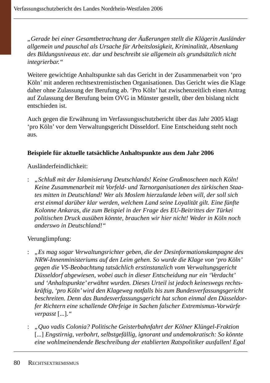 Seite 82 des Verfassungsschutzbericht 2006 Nordrhein-Westfalen