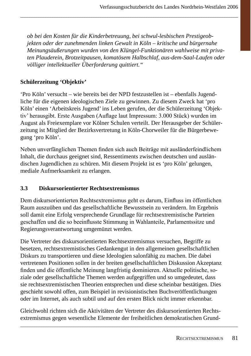Seite 83 des Verfassungsschutzbericht 2006 Nordrhein-Westfalen