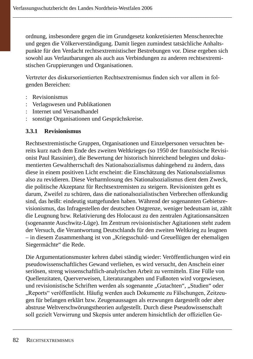 Seite 84 des Verfassungsschutzbericht 2006 Nordrhein-Westfalen