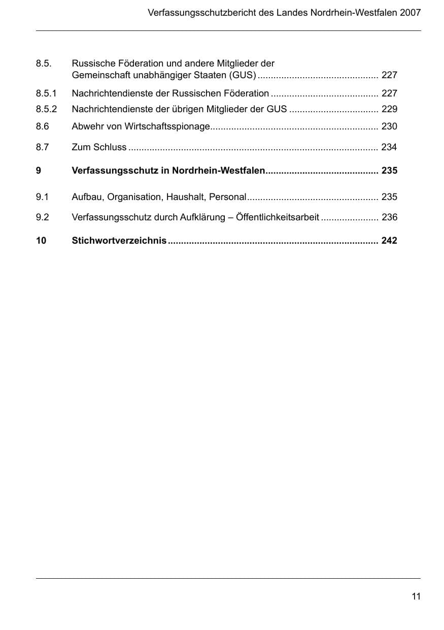 Seite 13 des Verfassungsschutzbericht 2007 Nordrhein-Westfalen