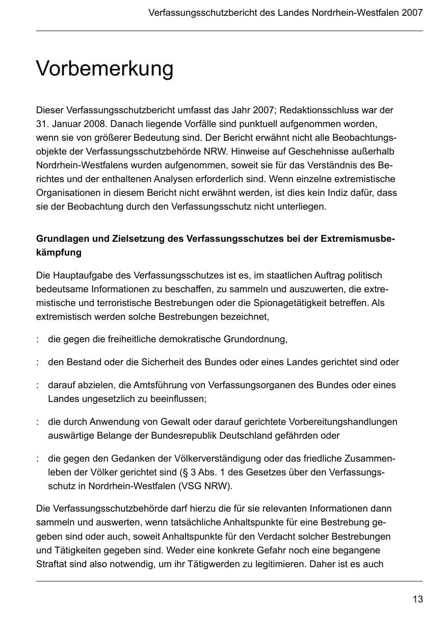 Seite 15 des Verfassungsschutzbericht 2007 Nordrhein-Westfalen