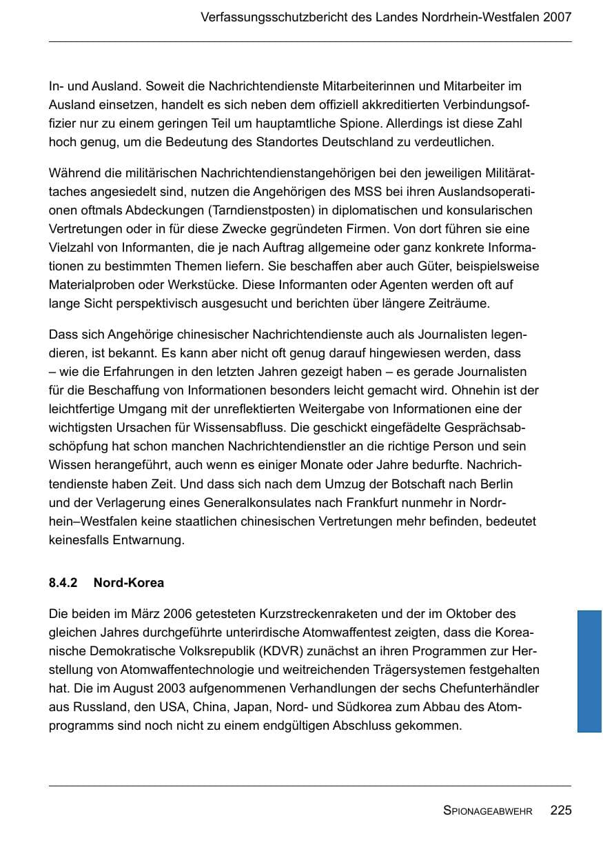 Seite 227 des Verfassungsschutzbericht 2007 Nordrhein-Westfalen