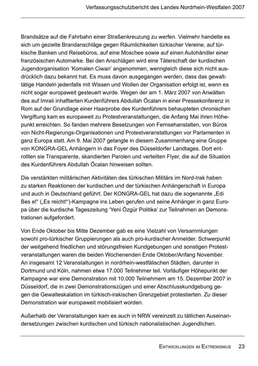 Seite 25 des Verfassungsschutzbericht 2007 Nordrhein-Westfalen