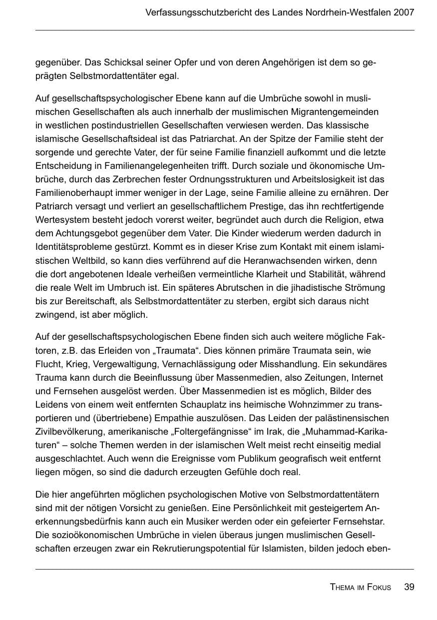 Seite 41 des Verfassungsschutzbericht 2007 Nordrhein-Westfalen