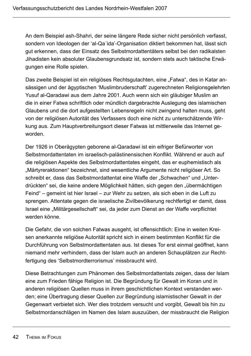 Seite 44 des Verfassungsschutzbericht 2007 Nordrhein-Westfalen