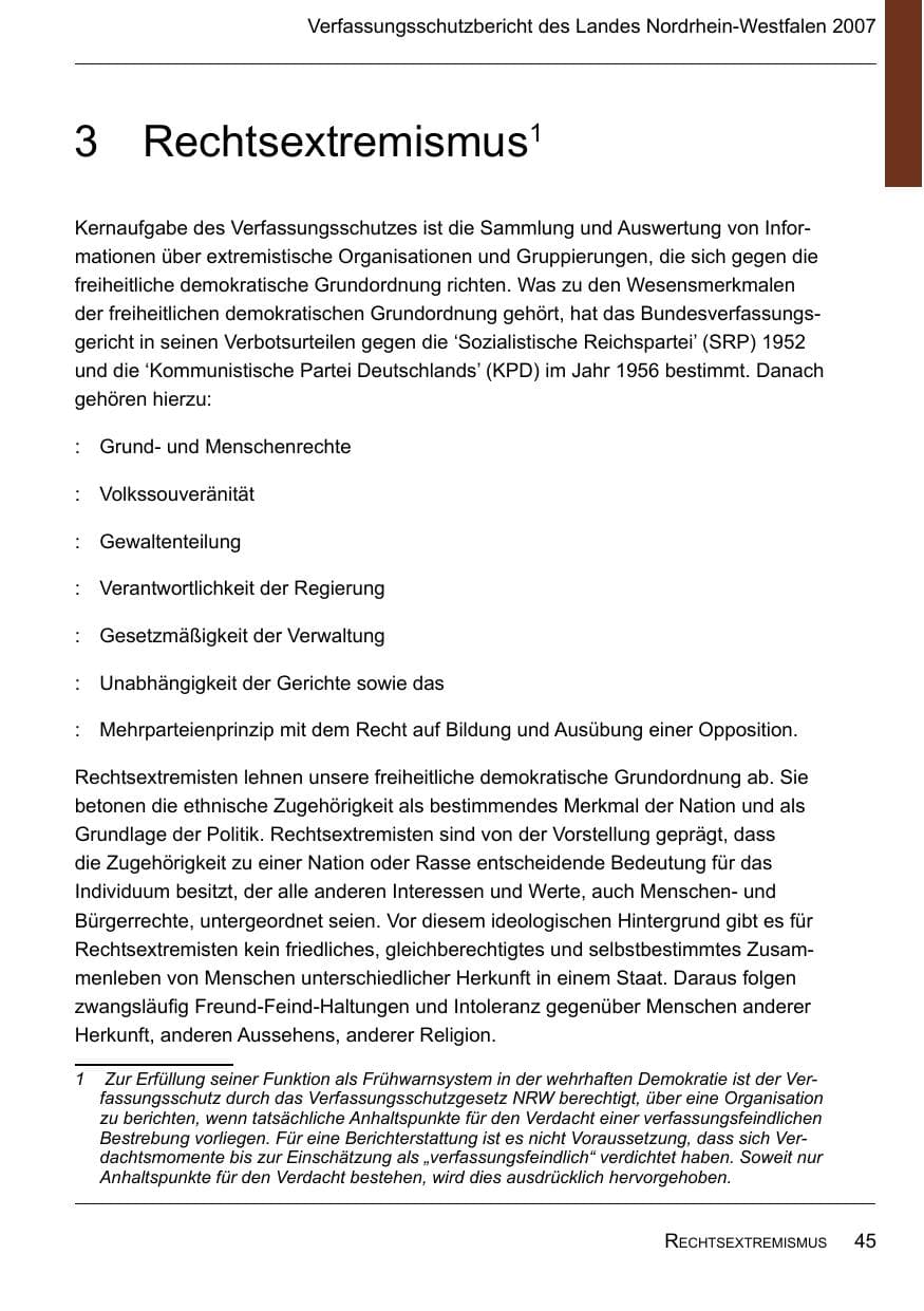 Seite 47 des Verfassungsschutzbericht 2007 Nordrhein-Westfalen
