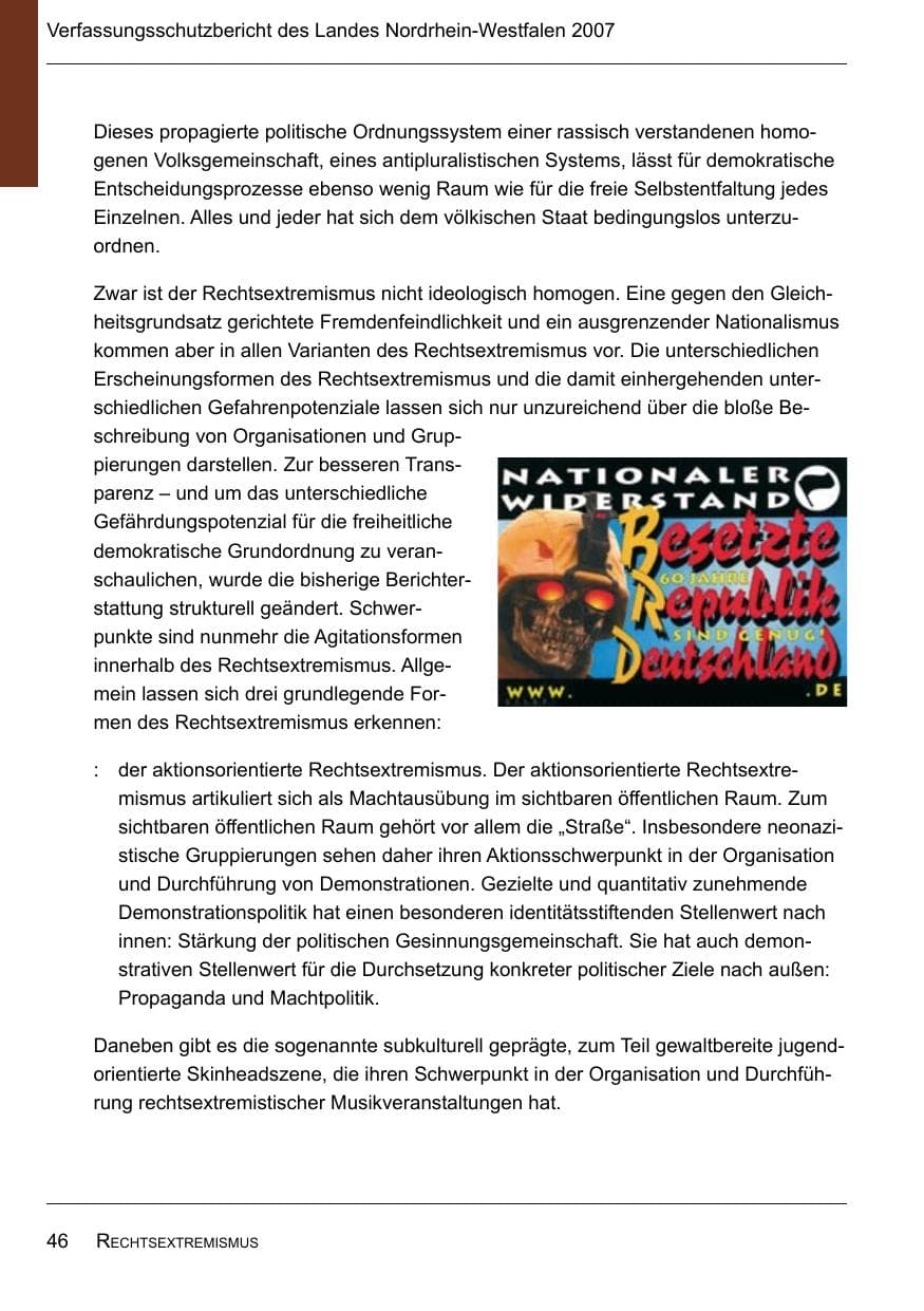 Seite 48 des Verfassungsschutzbericht 2007 Nordrhein-Westfalen