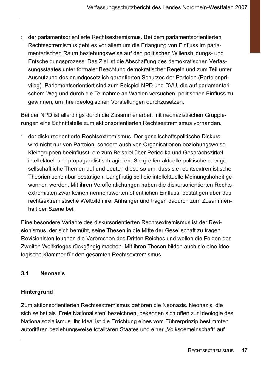 Seite 49 des Verfassungsschutzbericht 2007 Nordrhein-Westfalen