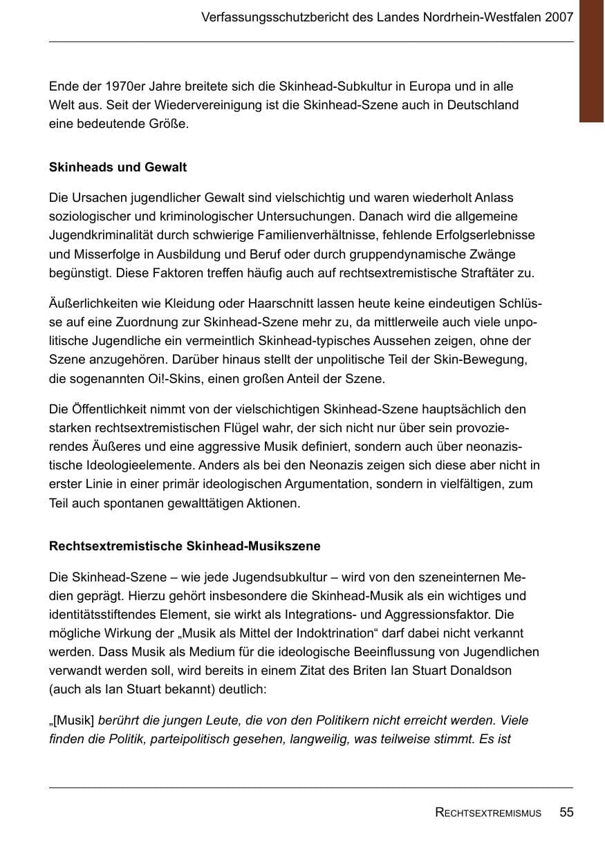 Seite 57 des Verfassungsschutzbericht 2007 Nordrhein-Westfalen
