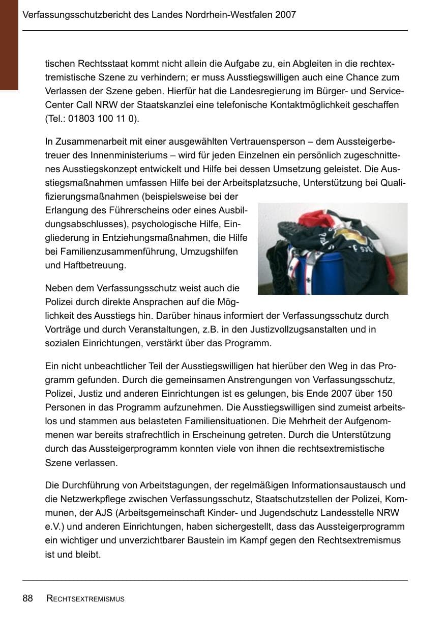 Seite 90 des Verfassungsschutzbericht 2007 Nordrhein-Westfalen