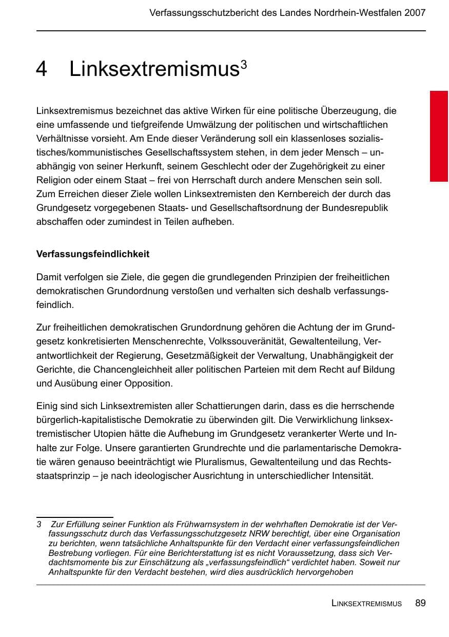 Seite 91 des Verfassungsschutzbericht 2007 Nordrhein-Westfalen
