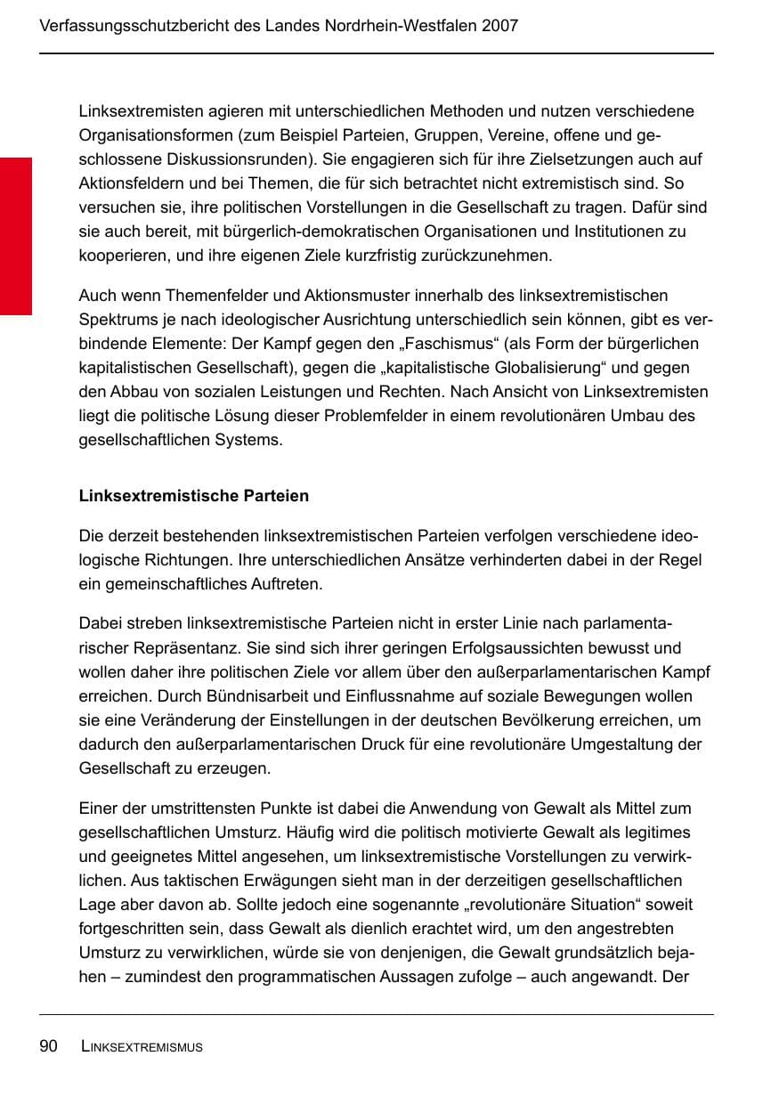 Seite 92 des Verfassungsschutzbericht 2007 Nordrhein-Westfalen